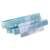 Rotating bathroom shelf organizer, blue, with hooks, for toiletries, cosmetics, and other bathroom essentials, with adhesive mounting