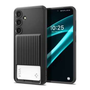 Fekete Spigen Liquid Slot szilikon telefontok kártyatartóval Samsung Galaxy S24 Plus-hoz - Spigen