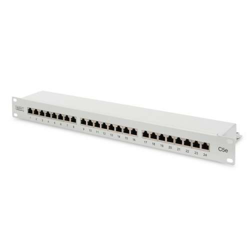 Digitus 19'' CAT5e 24 portos STP patch panel, fehér, árnyékolt RJ45 csatlakozókkal