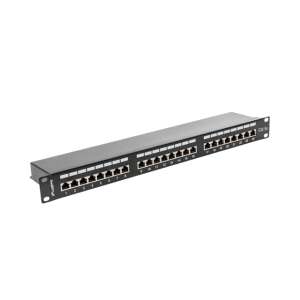 Lanberg 24 port 1U Cat 5e shielded black patch panel - Patch Panel