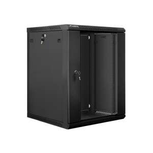 Lanberg 15U Wall Mount Rack Cabinet with Open Door, Black - Rack Cabinet