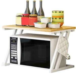 Univerzális polc, Quasar & Co.®, mikrohullámú sütő, 57 x 38 x 38 cm, fa/fém, krémfehér
