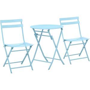 Quasar & Co. light blue bistro set: folding table and chairs for balcony or patio - Garden Set
