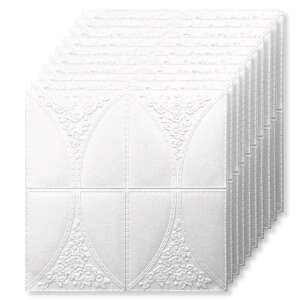 3D самозалепващи таванни плочки Tapetoo Home Decor, флорален модел, устойчиви на влага, дебелина 3 mm, 70 x 70 cm, 9,8 кв. м - Декорация