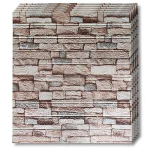 Tapetă autoadezivă 3D Tapetoo Home Decor, design din piatră, culoare crem, 15,9 metri pătrați - Panele & Autocolante de perete