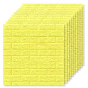Tapetoo Home Decor 3D self-adhesive wallpaper, yellow brick pattern, 70 x 77 cm, 2.5 mm thick, 21.2 square meters - Wall Panel & Wall Sticker