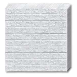 Tapetoo Home Decor 3D self-adhesive brick wallpaper, white, 2.5 mm thick, 26.5 sq m - Wall Panel & Wall Sticker