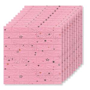 Tapetoo Home Decor 3D самозалепваща тапет, розова със звезди, 50 броя - Дом и градина