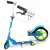 Детски тротинетка Ricokids Kodi в синьо и зелено, страничен изглед с детайли на кормилото и колелото