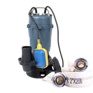 Eurotec 3000W öntöttvas merülő szennyvízszivattyú úszóval és 2 hüvelykes 20M tömlővel - Öntözés