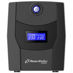 PowerWalker Basic VI 2200 STL UPS Vorderansicht mit blauem Netzschalter und LCD-Display - Power Walker
