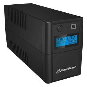 PowerWalker VI 650SE LCD/IEC Vonal interaktív 0,65 kVA 360 W 4 AC kimenet(ek) UPS, fekete, elülső nézet - Power Walker