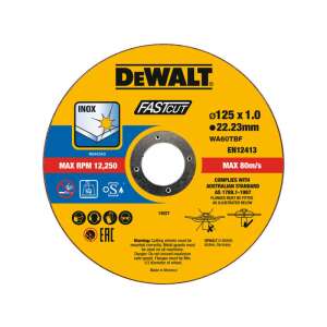 DEWALT FASTCUT 125 x 1,0 x 22,23 mm Tarcza do cięcia metalu Inox, WA60TBF, opakowanie 100 sztuk - Dewalt