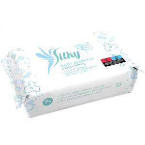 Silky Baby Sensitive Care nedves törlőkendő, 72 darabos, extra puha kendőszövet tiszta vízzel - Silky