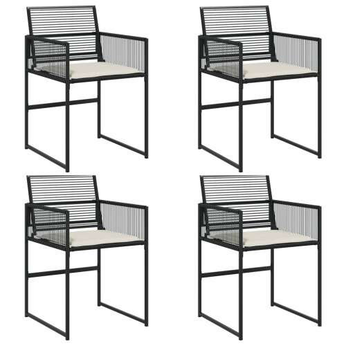 vidaXL 4 db Kerti Szék - Fekete Polyrattan - Párnával