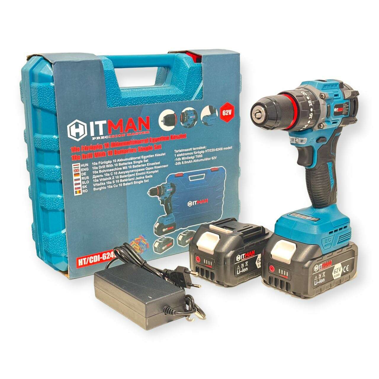 Hitman HT/CDI-6249I Ütvefúró-Csavarbehajtó 13mm 62V 8000mAh