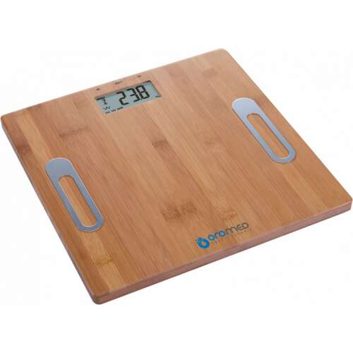 ORO-MED Oro Scale Bamboo digitale Badezimmerwaage, Tragfähigkeit 100 kg, mit LCD-Display