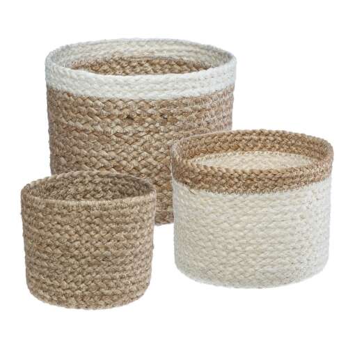 H&S Dekorationsset mit 3 weißen Jutekörben 101074814