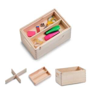 Zeller Pinewood Storage Box with 6 Compartments on 2 Levels, 30x20x15 cm 101074925 - Storage Box & Basket