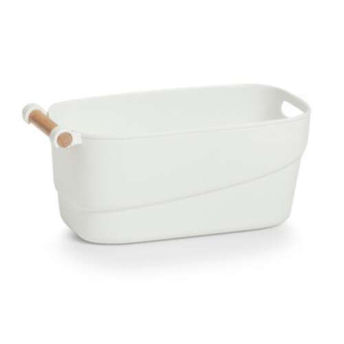 Skandináv Tárolókosár Fa Fogantyúval - Fehér - 40x21x18cm 101074975