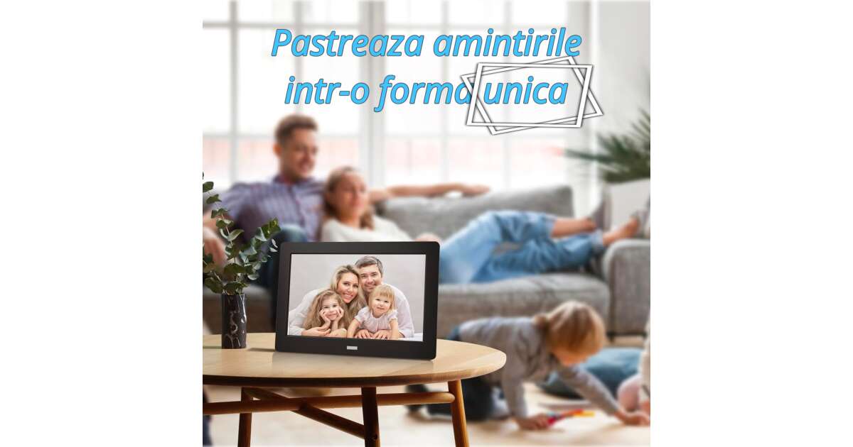 Rama foto digitala Premium, Foto / Video / Muzica, 7 inch, Memorie interna 8GB, 1024x600 HD, Slot USB, card SD, negru 101118983
