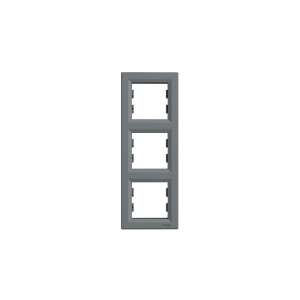 Schneider - Ramă Triplă - Verticală - Gri Oțel 101127752 - Rame pentru întrerupătoare