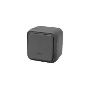 Commel întrerupător cu buton apăsat unic polar antracit cu lumină indicator, IP55 - Instalație electrică