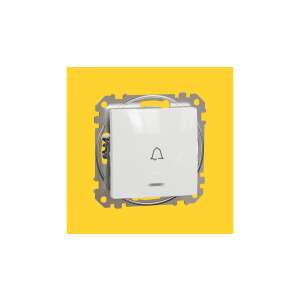 Schneider Sedna Design 101N egypólusú nyomó csengőjellel kék jelzőfénnyel, fehér, keret nélkül - Schneider