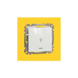 Schneider Sedna Design 101N egypólusú nyomókapcsoló kék jelzőfénnyel, fehér, keret nélküli - Schneider Villanykapcsoló