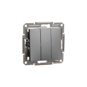 Schneider Electric Asfora antracit egypólusú hármas kapcsoló, elülső nézet - Schneider Villanykapcsoló