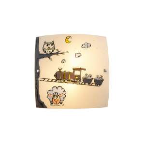 Rábalux Shepherd mennyezeti lámpa bagoly, vonat és bárány mintával, 2xE27 foglalattal - Rábalux