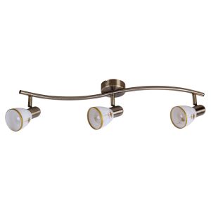 Rabalux Art Flower 3-bodové bronzové stropné svietidlo s bielymi vzorovanými sklenenými tienidlami - Lampy&osvetlenie