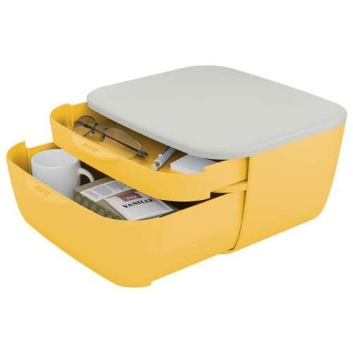 Plastová kartotéka LEITZ "Cosy" s 2 zásuvkami v teplej žltej farbe