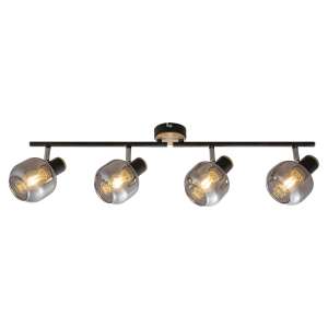Rábalux Salazar 4-lámpás spotlámpa tölgy színben füstös üveg búrákkal - Rábalux