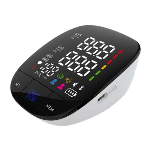 Monitor digital de tensiune arterială HexaCraft cu afișaj LED mare, care afișează tensiunea sistolică, diastolică, pulsul și nivelul bateriei