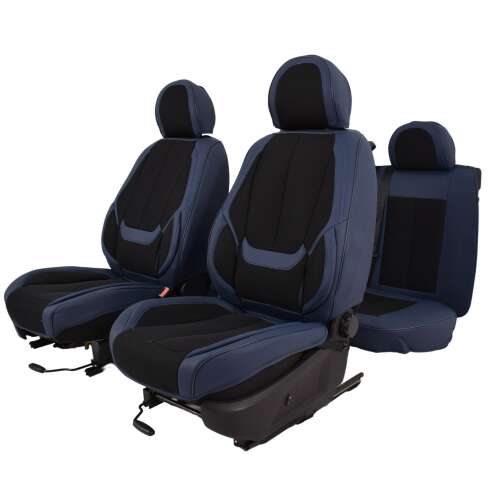 Huse auto Seat Leon III Nemesis, personalizate, albastru și negru, set complet