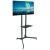 Techly mobile TV stand with shelf, angled view, 30-65 inch
