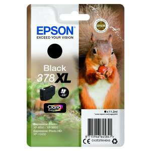 Epson 378XL Black Ink Cartridge, 11.2ml, Claria Photo HD, for Epson Expression Photo XP-8500, XP-8600, XP-8505, XP-15000 printers - Printer supply