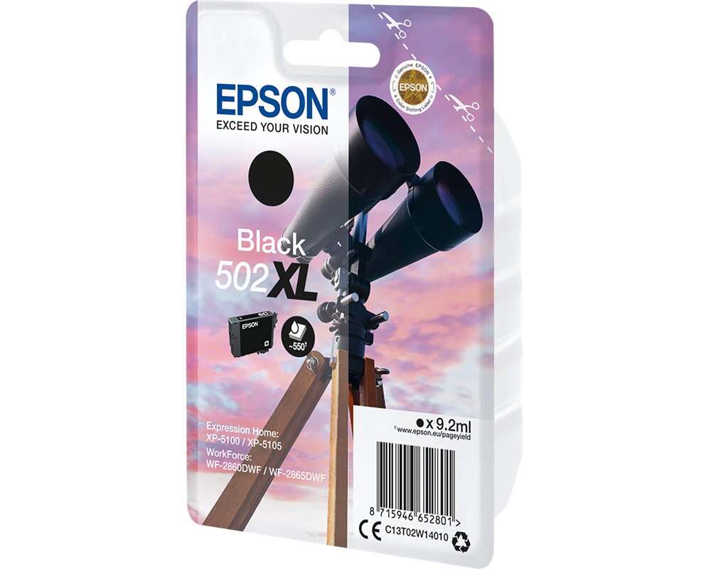 Epson T02W1 Tintapatron Black 9,2ml No.502XL, C13T02W14010