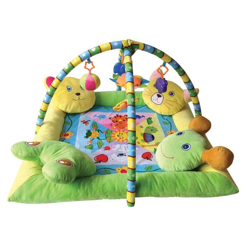 Lorelli Toys Játszószőnyeg játékhíddal és párnával - Állatok - zöld