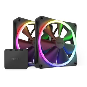 NZXT F140 RGB 140mm PWM Fekete Ventilátor 2 darabos csomag RGB vezérlővel - Laptop alkatrész