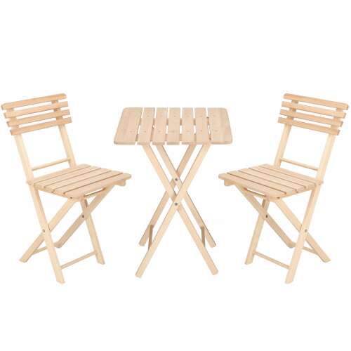 Springos wooden balcony set with two chairs and a table, perfect for small balconies