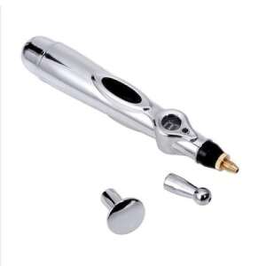 Xindefeng Meridián masszázs toll, elektromos akupunktúrás toll 2 cserélhető fejjel, ezüst - Arcmasszírozó