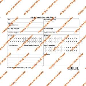 Fogászati gondozási törzslap, 203x154 mm, sárga, üres, céges logóval - Patria