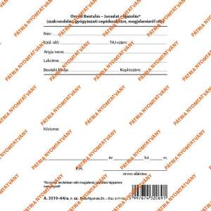 Orvosi beutaló, A/6 álló, üres, orvosi használatra, Magyarország - Patria