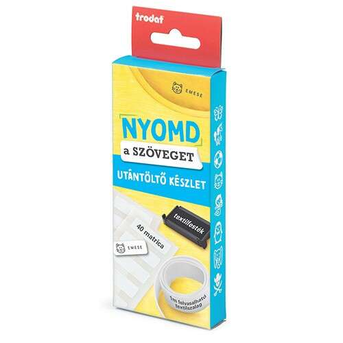 Trodat Stamp`n Stick utántöltő készlet kirakós bélyegzőhöz, 40 matricával és 1 méter vasalható textilszalaggal