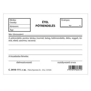 Patria - Ételpótrendelő Blokk - 100 Lap - 105x70 mm 123212104 - Patria