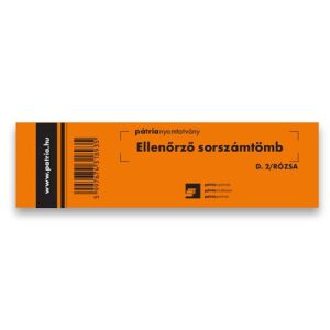 Pátria Nyomtatvány - Ellenőrző Sorszámtömb - 100 Lap - 146x40 mm 123212265 - Patria