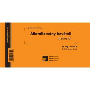 Állatállomány bevételi bizonylat 25x4 lapos tömb 203x102 mm üzleti nyomtatvány - Patria