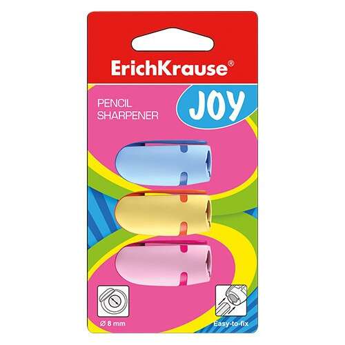 ErichKrause Joy 3 darabos ceruzahegyező, egylyukú, 8mm, könnyen rögzíthető